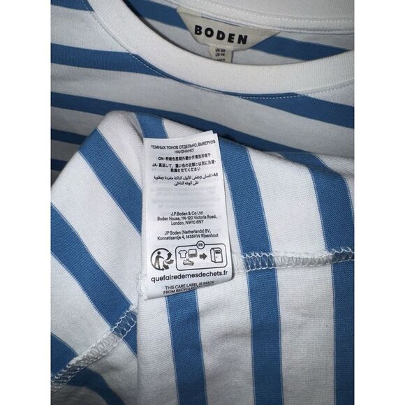 BODEN Mini Casual T-shirt Dress - Ivory & Blue 3/4‎ Sleeve Dress Size 4 US EUC - Picture 6 of 14